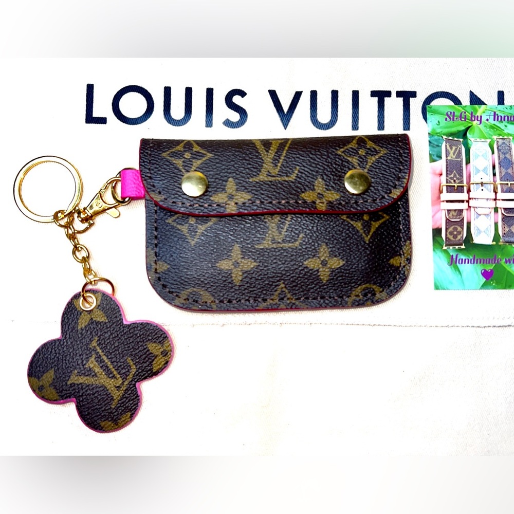 💗 Monogram Pink wallet cards holder handmade ♻️